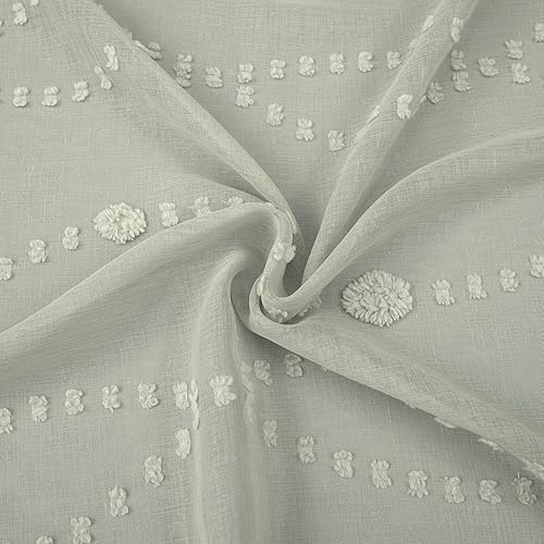 Miniatura 7 de KOUFALL Cortinas verdes salvia de 96 pulgadas de largo para sala de estar, 2 paneles con ojales, cortinas decorativas de gasa semitransparente que