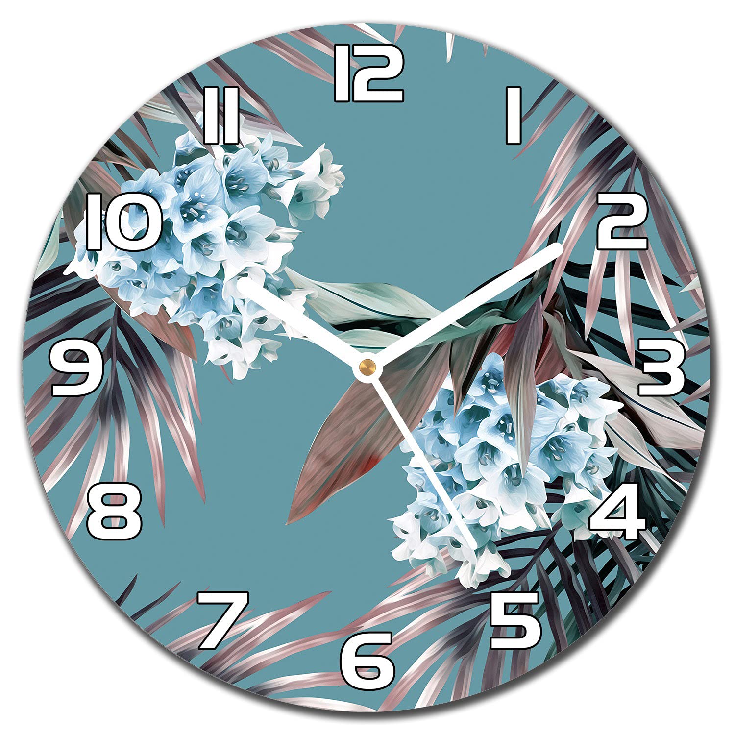 Horloge en verre securite Coloray 30 cm avec impression moderne florale
