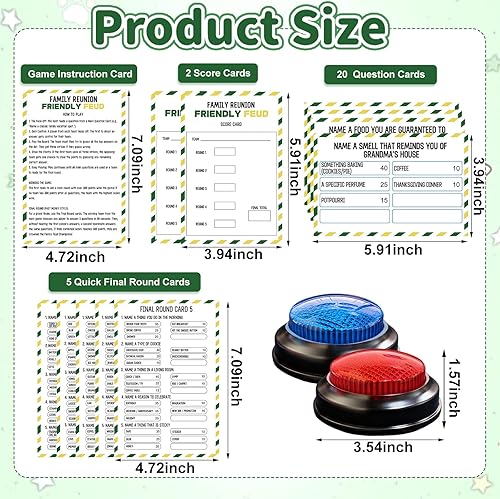 Miniatura 2 de Juego de cartas de disputa familiar con 2 zumbadores de respuesta, juego de reunión familiar, divertido cuestionario de preguntas para reuniones de