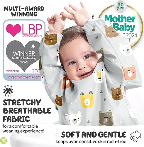 Miniatura 2 de Waterproof Smock Baby Bibs for Eating (Boy or Girl 6-24 Months) - Toddler Long Sleeve Bib for Baby Led Weaning