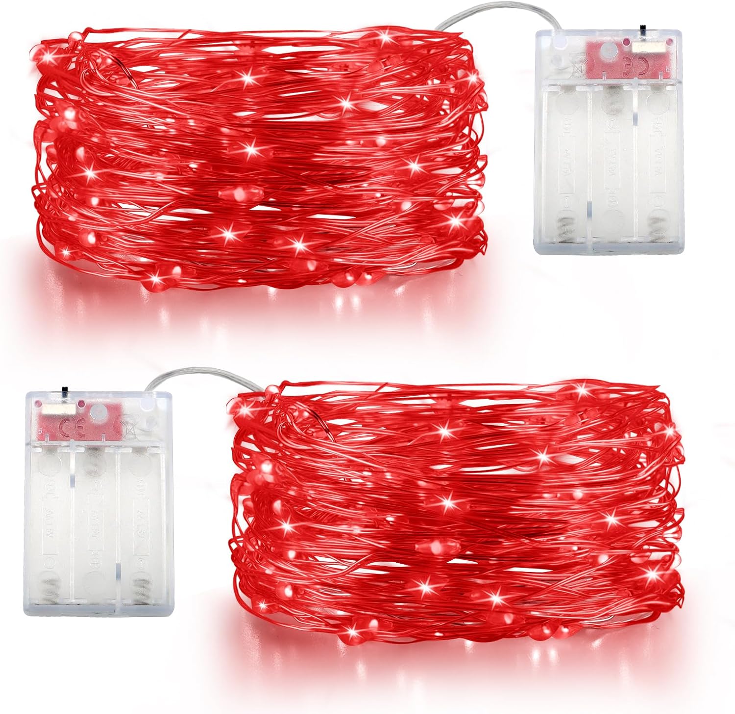 OWill Fairy Lights,2 PCS 100 LEDs Christmas Lights Battery Operated,10m