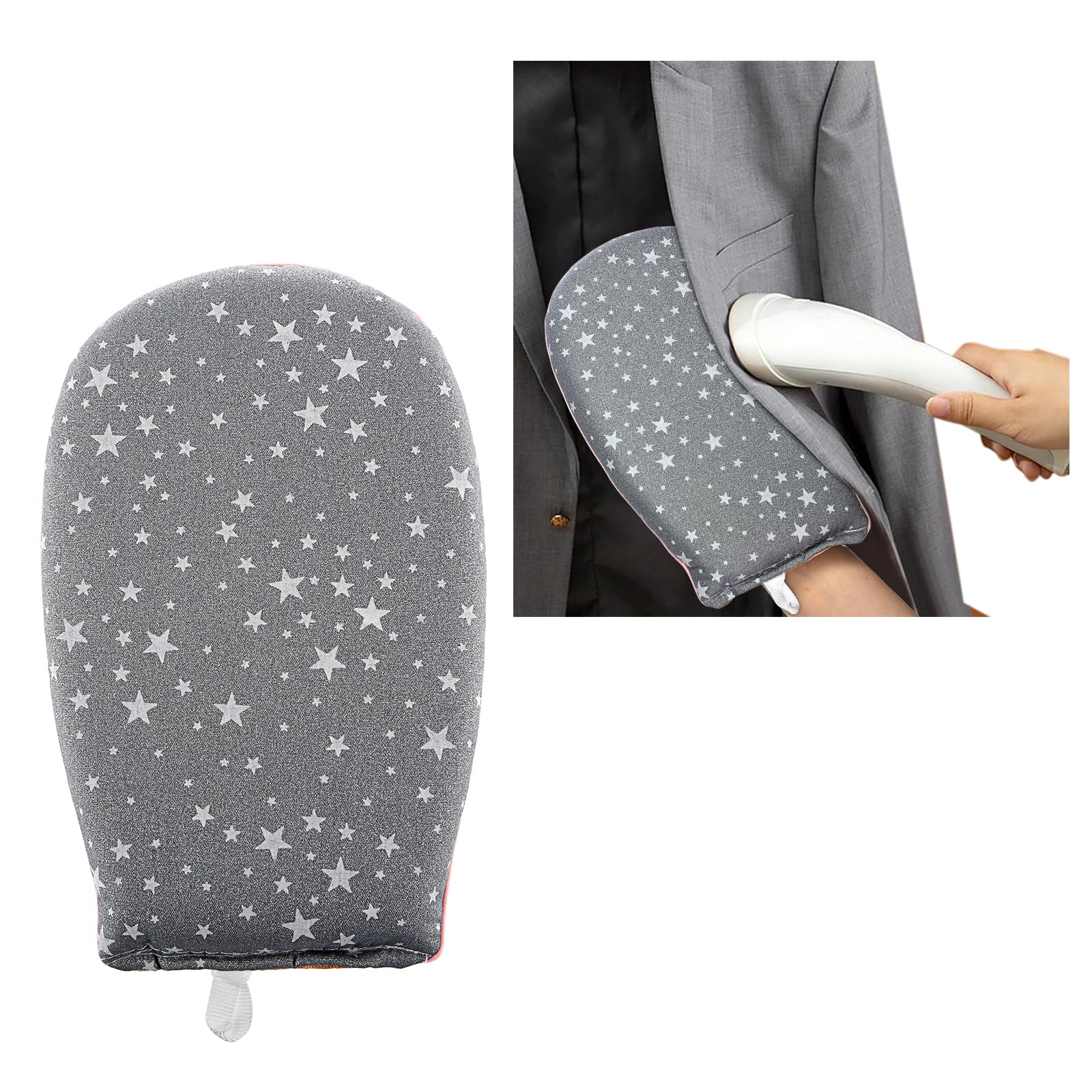 Garment Steamer Ironing Gloves, Heat Resistant Waterproof Ironing Mitt Anti steam Glove Mini Ironing Board Garment Steamer Accessories with Finger Loop for Clothes Steamers(star gray)