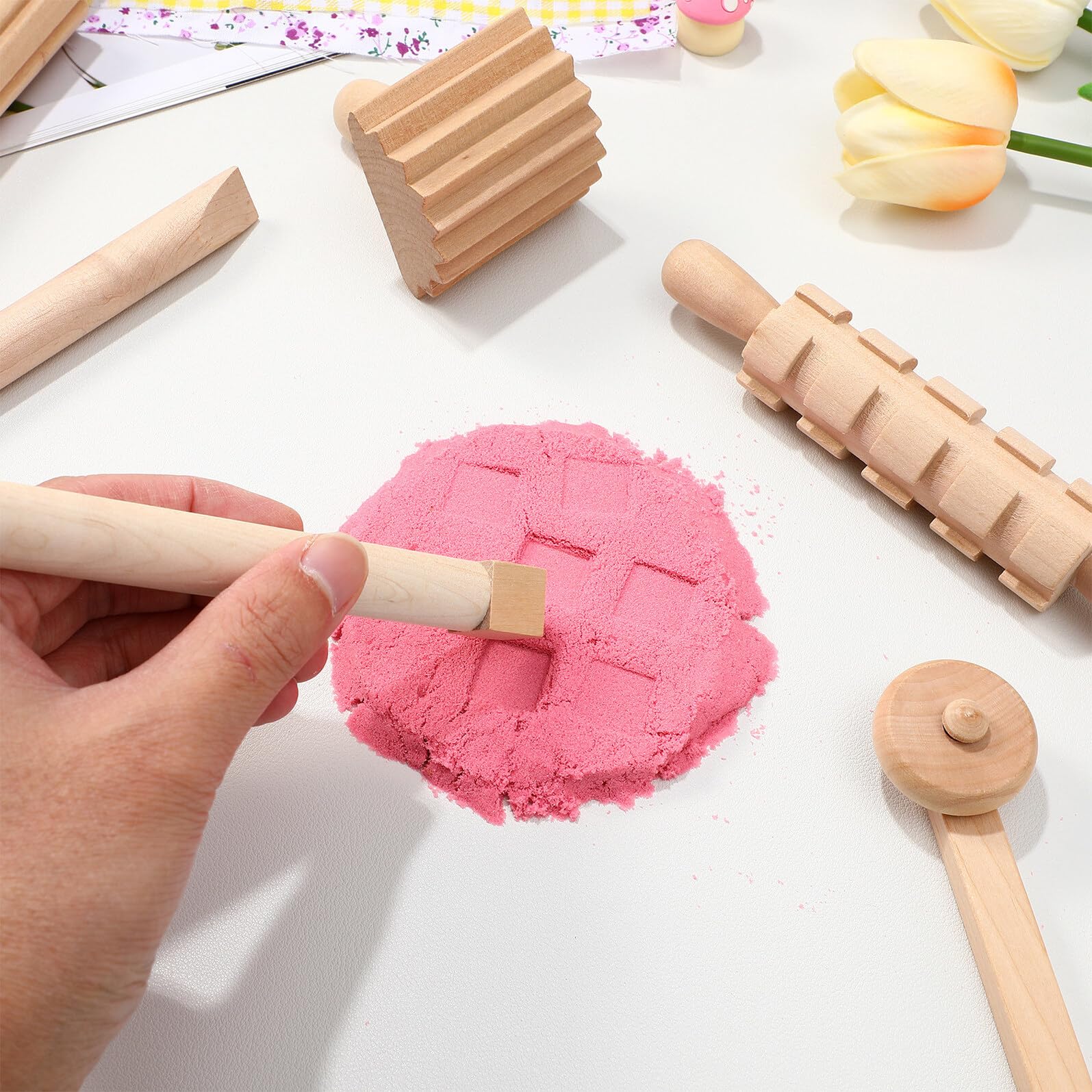 Set D'outils en Bois pour Argile et Pâte à Modeler, Surface Lisse sans Bavure, Matériau Synthétique, pour Créativité et Loisirs des Garçon et Filles