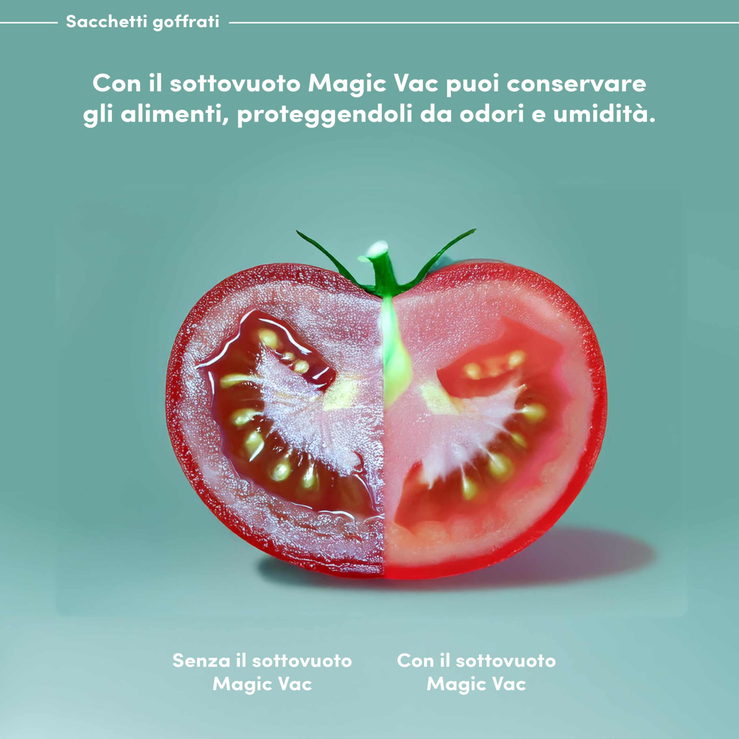 Magic Vac, 50 Sacchetti Sottovuoto 20x30, Ideali per Congelatore, Frigorifero, Scongelamento in Microonde, Bollitura, Cottura Sottovuoto in Forno o A Vapore, Senza Etichetta, Certificati Made in Italy