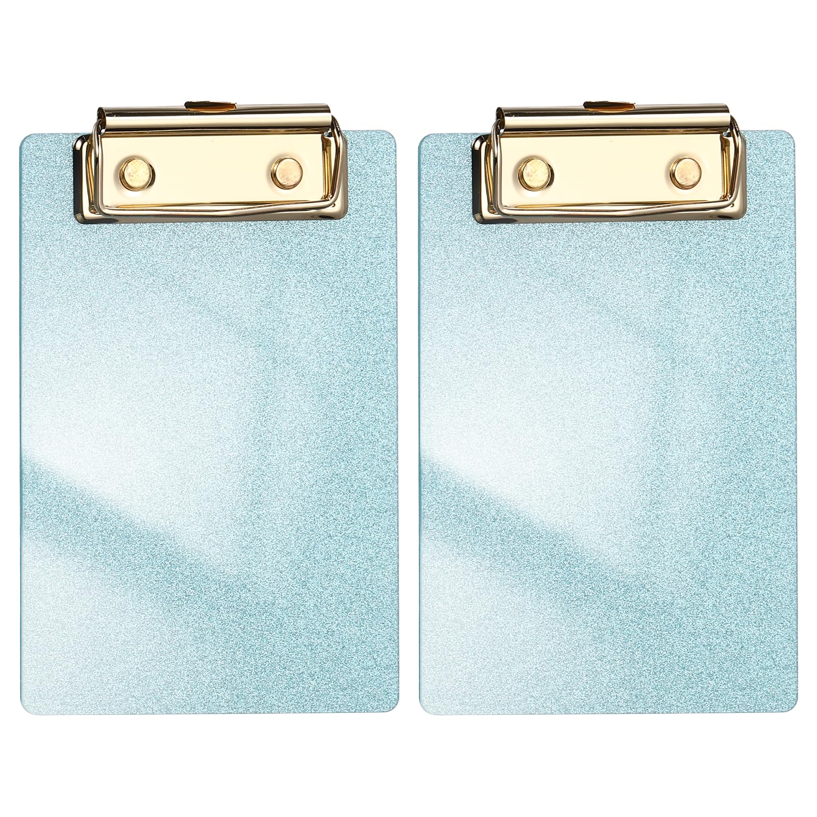PATIKIL 2 Pcs Acrylic Clip Boards, 150mm x 100mm A6 Light Blue Stylish Acrylic Clipboards Glitter Design Cute Clip Boards Office Supplies for Restaurant Shop Store Note Sign Holder