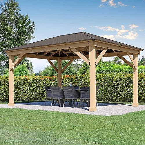 Yardistry 12 x 16 Meridian Cedar Wood Gazebo Pavilion for