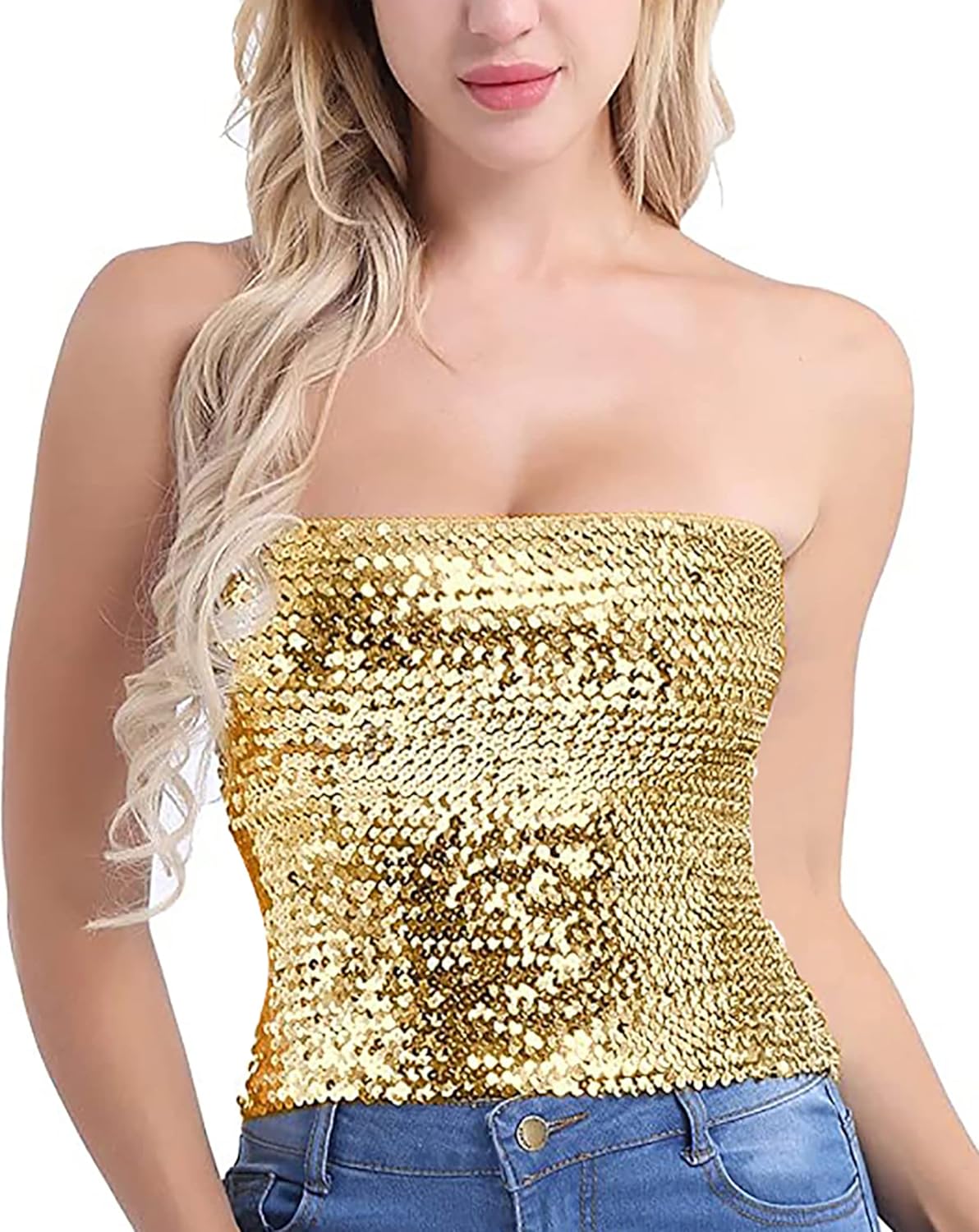 Alivila.Y Fashion Womens Sparkling Sequins Stretch Party Clubwear Tube Top
