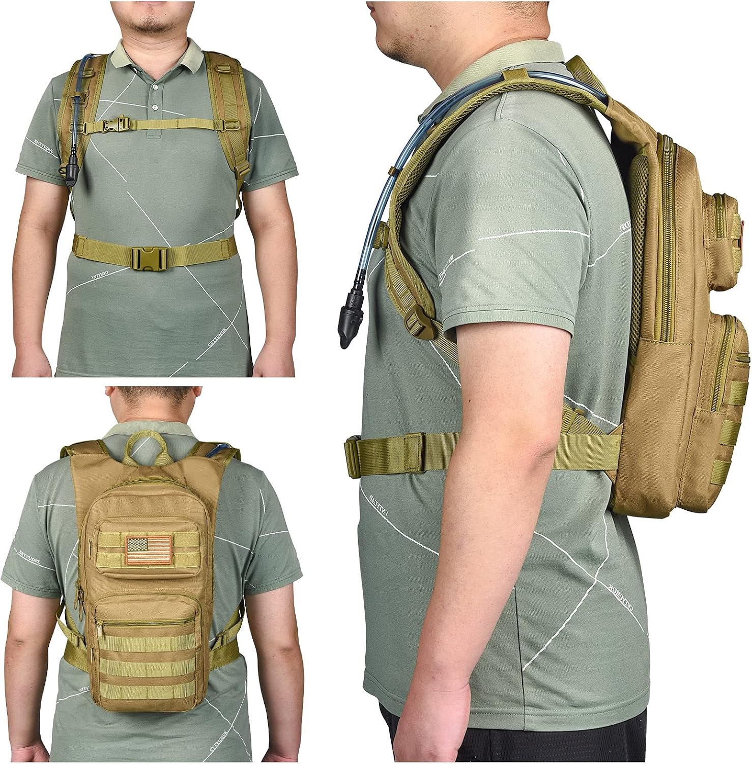NOOLA Hydration Backpack with 3L TPU Water Bladder, Tactical Molle Water Backpack for Men Women, Hydration Pack for Hiking, Biking, Running and Climbing