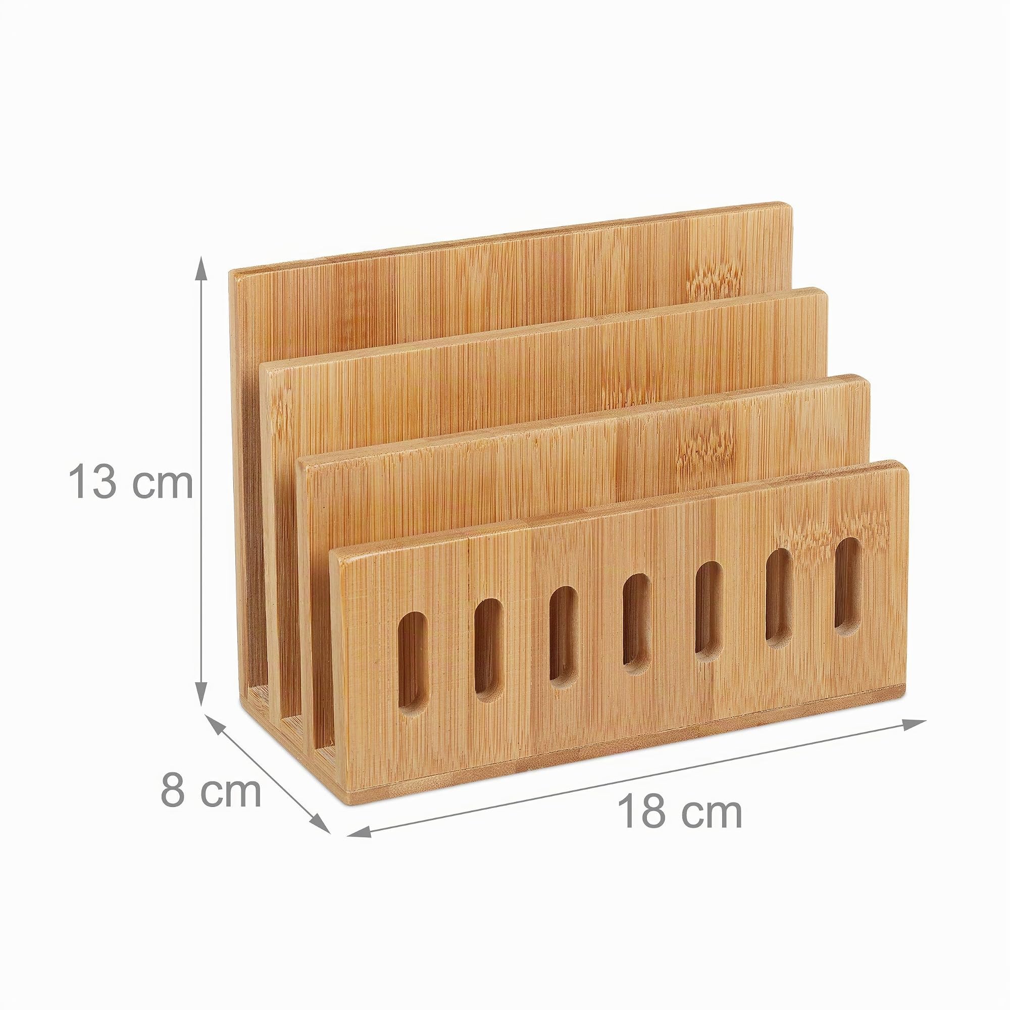 Relaxdays Organiseur Bureau Bambou 3 Compartiments Trieur Courrier Porte-Documents 13x18x8 cm Nature