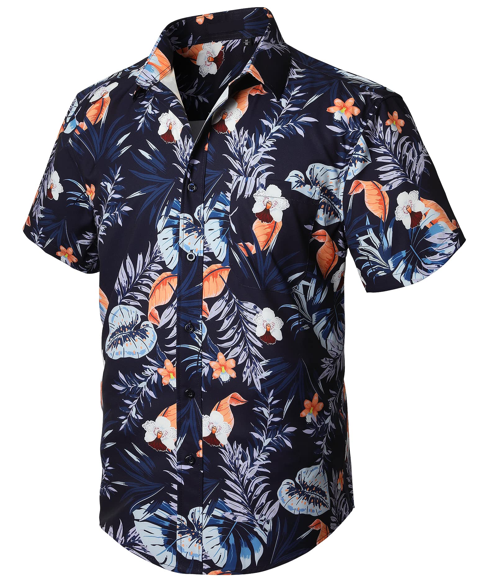 Enlision Camisa Hawaiana Hombre Funky Manga Corta Camisas Hawaianas con Bolsillo Delantero Impresión de Hawaii Playa Flores Piña Palma Hoja Aloha Shirt