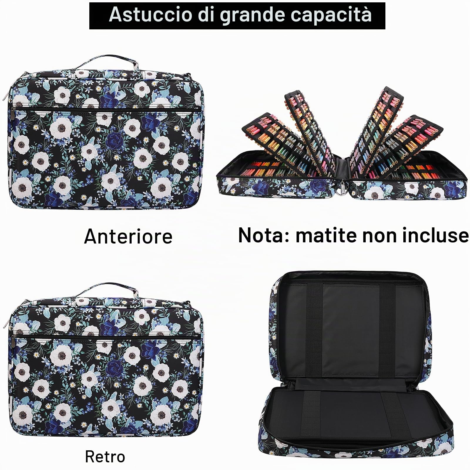 JAKAGO Astuccio di grande capacità per 480 matite colorate, impermeabile, per cancelleria, per pittura, artisti, pennelli, fineliner, evidenziatore, regalo, Ottimo