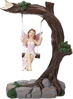 VFM - Fairy Garden Ornament, Fairies on a Swing, Outdoor Garden Accessory, Home Accessories, Gift for Birthday and Christmas