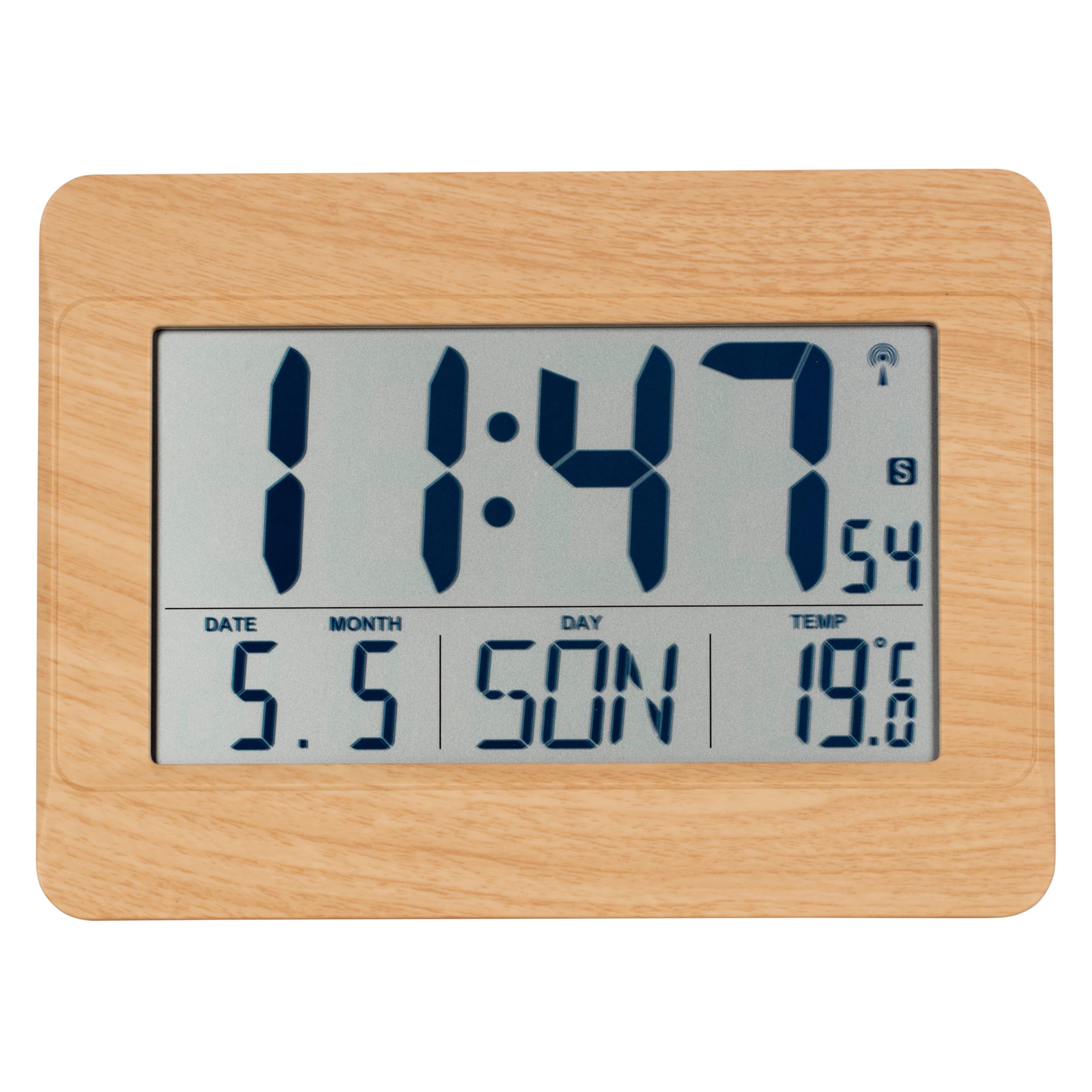 TFA Dostmann Digital Radio Wall Clock Indoor Temperature Day Date (8 Languages), Time Zone Adjustment, Plastic - Image 2