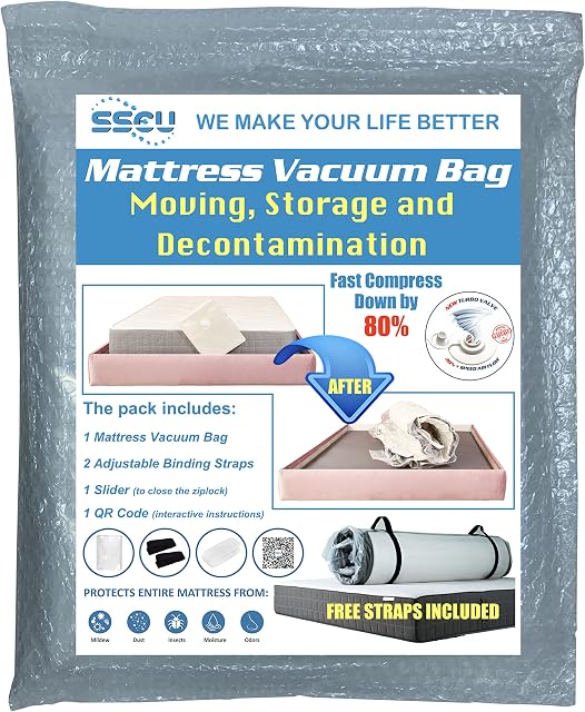 Sirena - Vacuum Bag for Mattress and Carpet with Turbo Valve Universal Leak Proof Protective Vacuum Bag for Storage and Moving Large Items (130 x 250 cm)