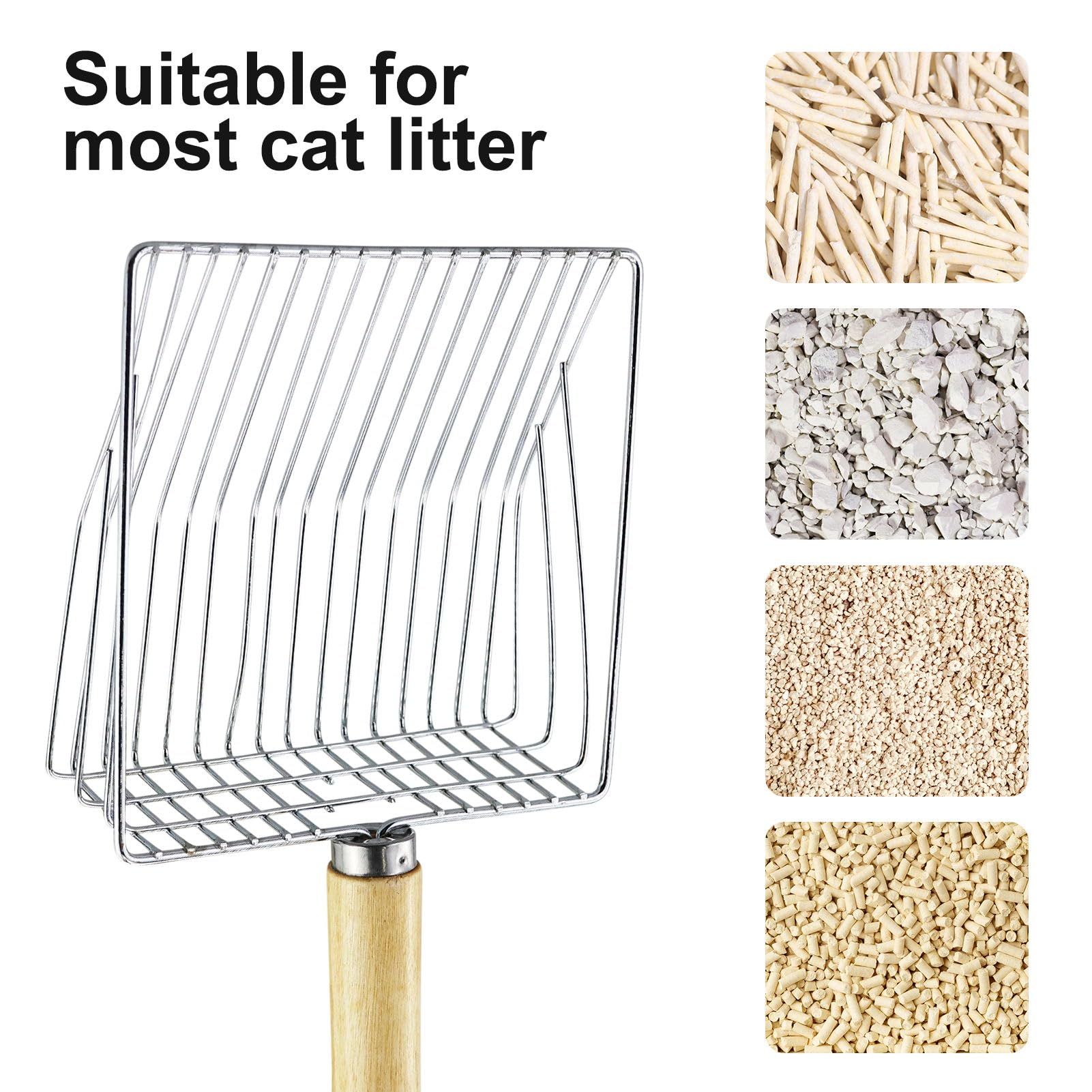 Pala Per Lettiera Per Gatti, In Metallo, Con Manico In Legno, 28 Cm