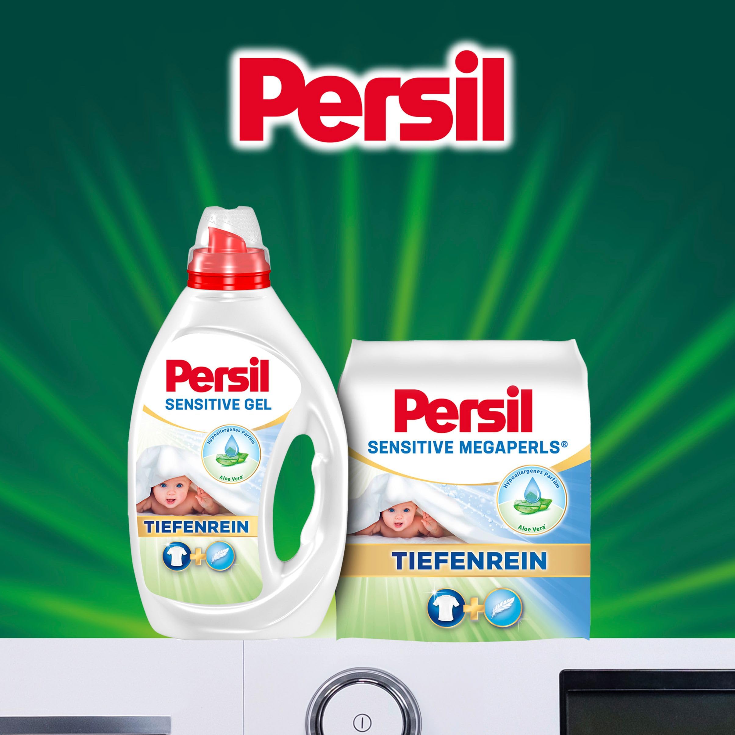 Persil Sensitive Megaperls (5 x 16 Waschladungen), Waschmittel für Allergiker mit beruhigender Aloe vera für sensible Haut, effektiv von 20 °C bis 95 °C, ECARF-zertifiziert
