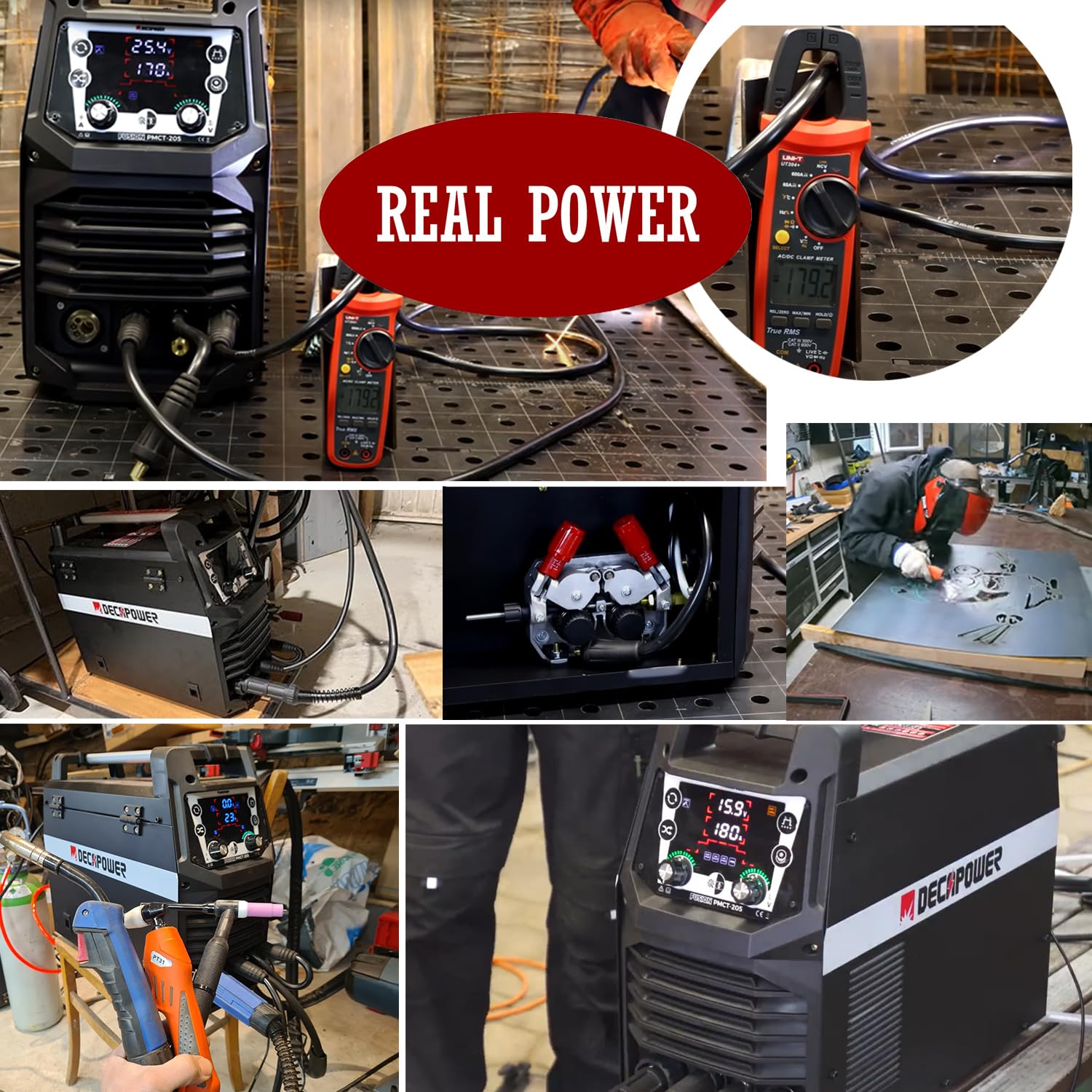 Decapower Multi Procede 200A 6 en 1 Poste a Souder Fil Fourré MIG MAG Pulse MMA HF TIG Decoupeur Plasma avec gaz sans gaz Multifonction soudure machine de découpe soudage (PMCT 205 PACK 3)