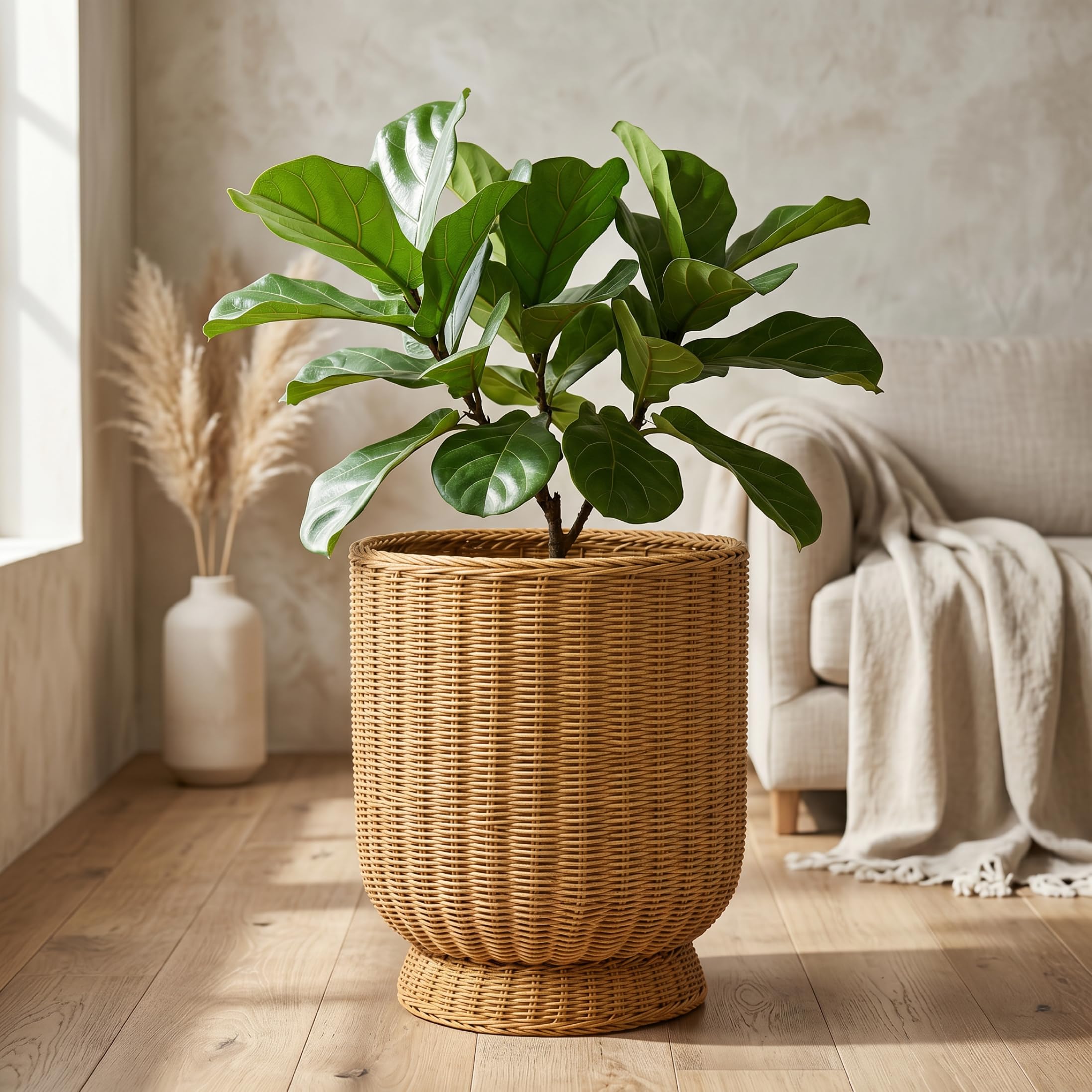 Jardinière en osier tressé à la main grand pot de fleurs rotin