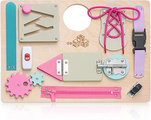 deMoca - Panel sensorial Montessori de madera para niños pequeños, actividades de aprendizaje para niños pequeños en edad preescolar que los ayudan