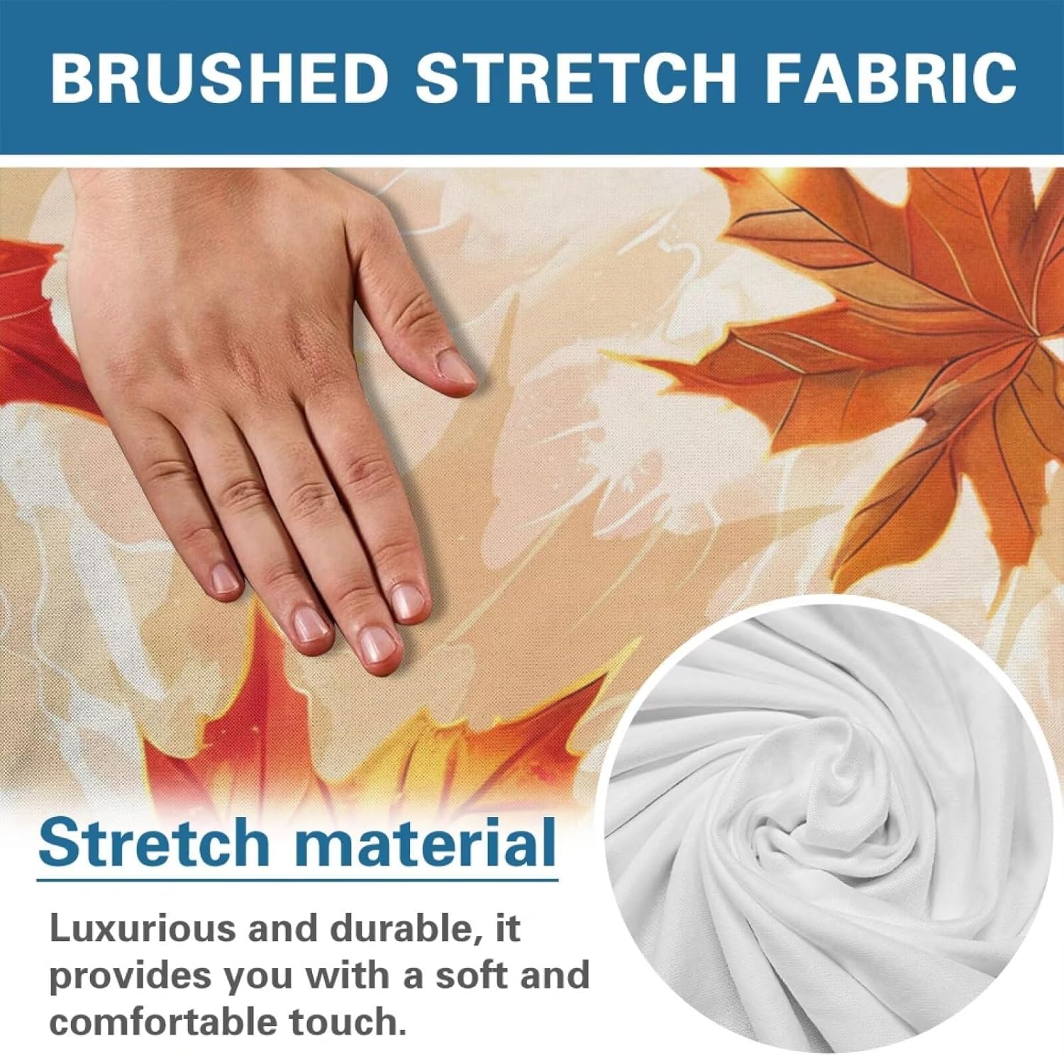 FOR U DESIGNS Fall Maple Leaves Furniture Covers for Recliners 4-Piece Stretch Set with Storage Pockets Washable Recliner Slipcover Protector Stay in Place for Pets