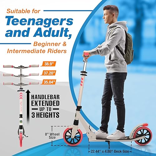 Miniatura 4 de SereneLife Patinete de dos ruedas para adolescentes, patinete de deslizamiento suave para adultos con altura ajustable para mayores de 8 años,