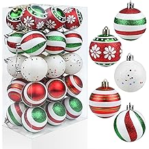 30ct Christmas Balls Ornaments - 2.36&rsquo;&rsquo; Red Green White Christmas Ball Ornaments, Shatterproof Xmas Ball Ornament, Hanging Balls Ornament for Xmas Trees Holiday Party
