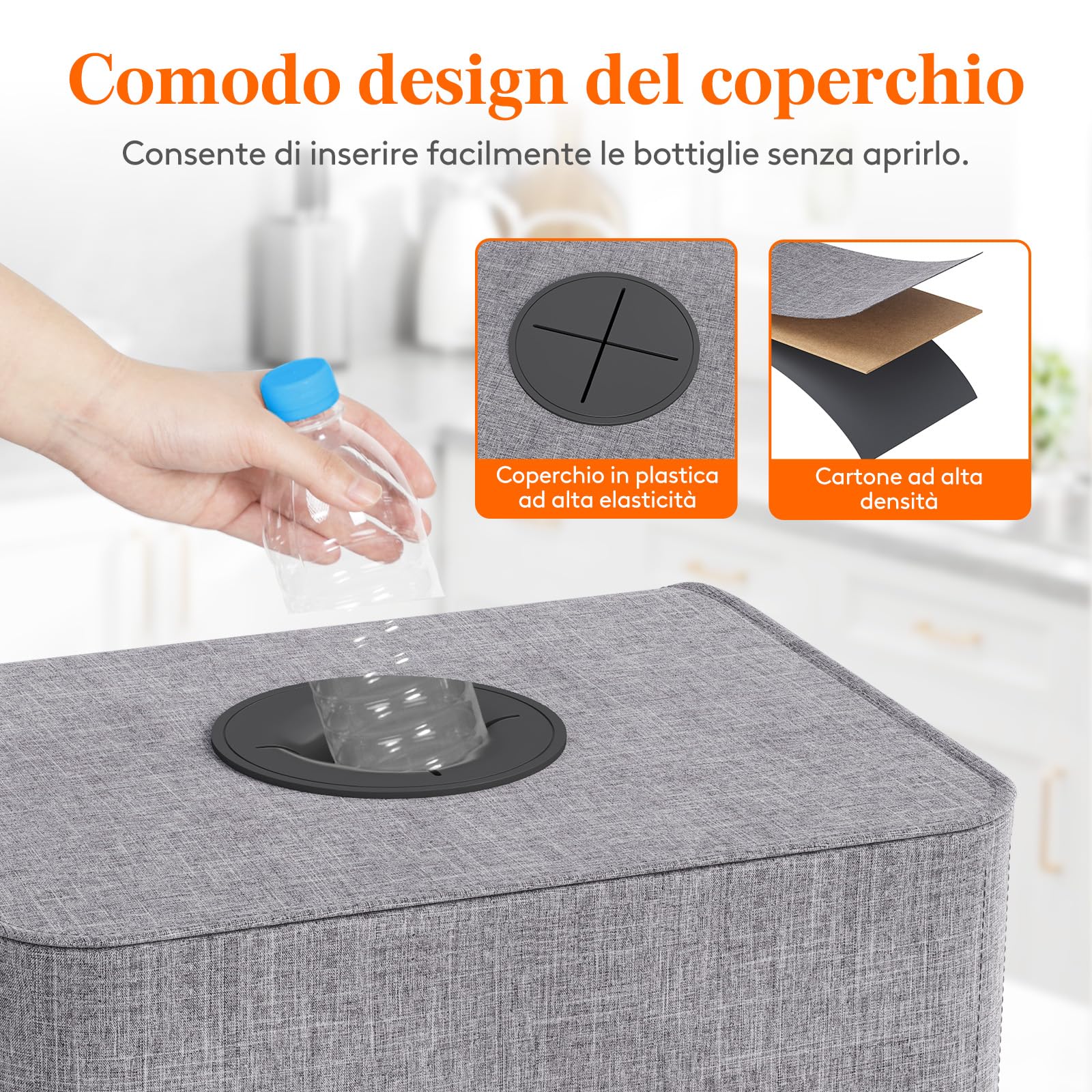 Contenitore Raccolta Differenziata 100L Lifewit - Per Bottiglie E Vetro, Con Coperchio E Sacca - Foto 3