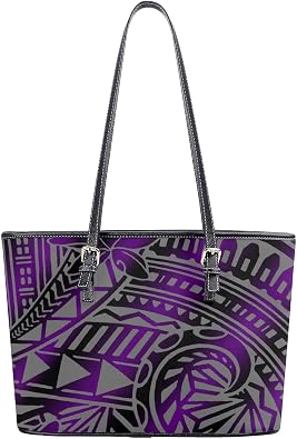 Customized Large-Capacity Pu Handbag For Women Pu Shoulder Bag Polynesian Samoan Retro Storage And Makeup Bag