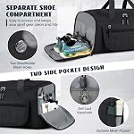 SDYSM Sac de gym 40L/55L Grand sac à bandoulière pour hommes avec compartiment de chaussures & Wet Pocket Femmes Weekender Overnight Bag avec DIY Sac de toilette imperméable à l'eau pour sport de gym, noir