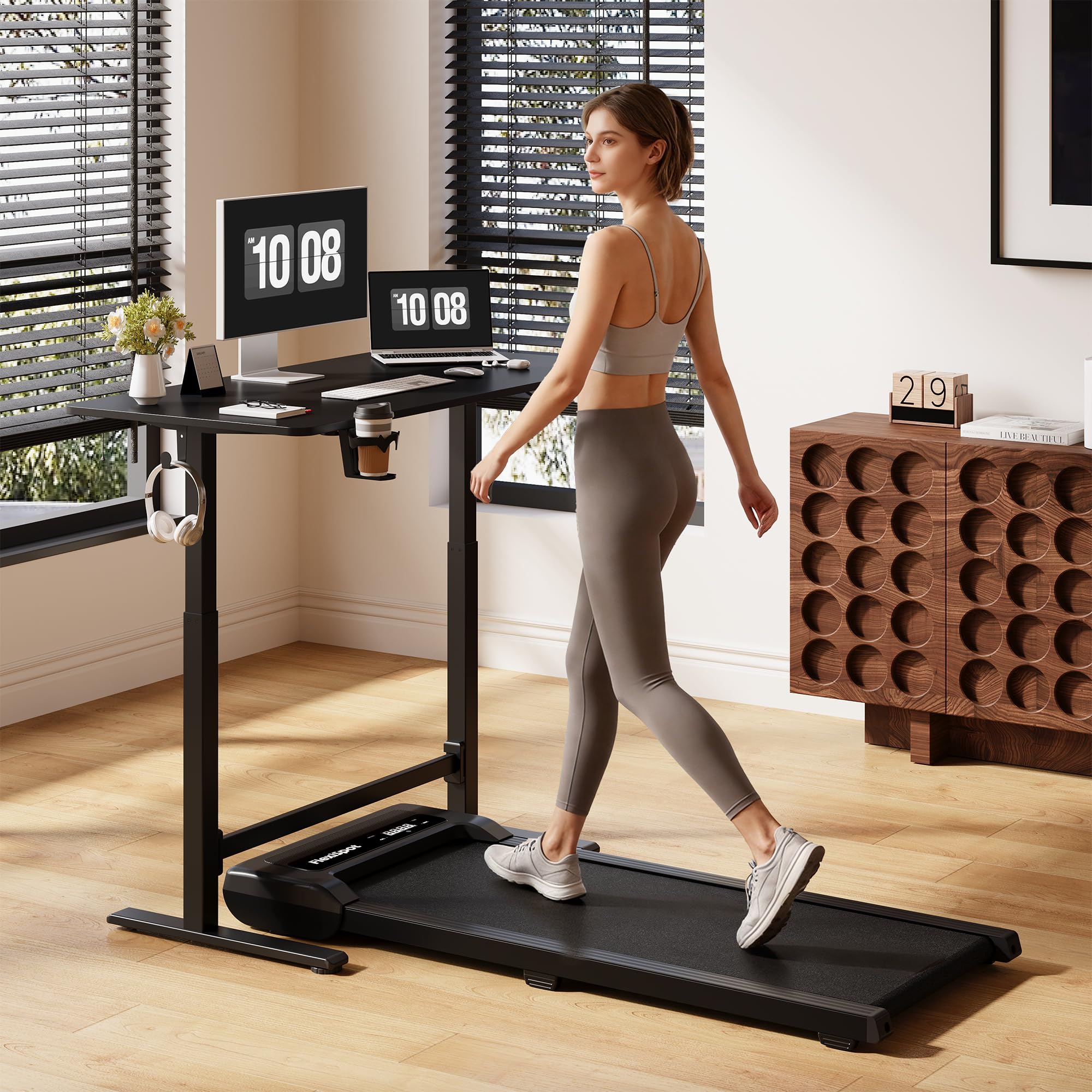 Pneumatic Standing Desk 31 5 x 19 7 One-Piece Adjustable Height Home Office Desk Rolling Computer Workstation with — view 2