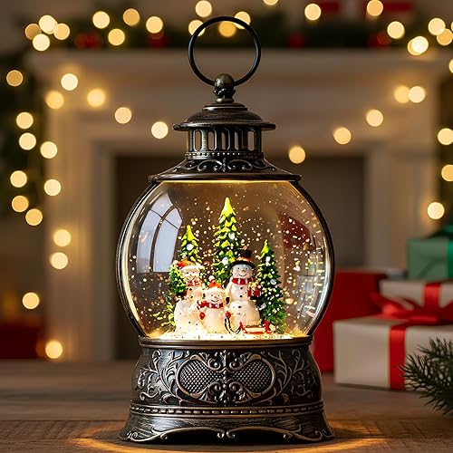 Miniatura 131 de Linterna de agua con globos de nieve de Navidad con cardenal, música y temporizador de 6 horas, con forro USB/funciona con pilas, faroles iluminados