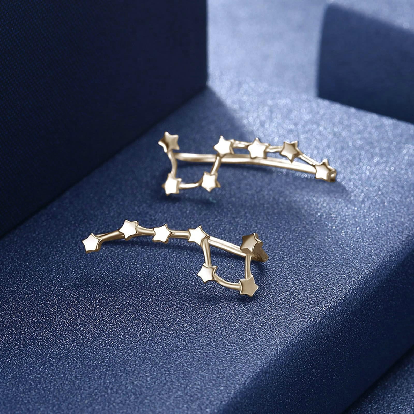Beydodo Ohrclips Damen ohne Ohrlöcher, Ohrringe 750 Gold Sterne Ear Cuff Ohrklemme Nickelfrei für Frauen