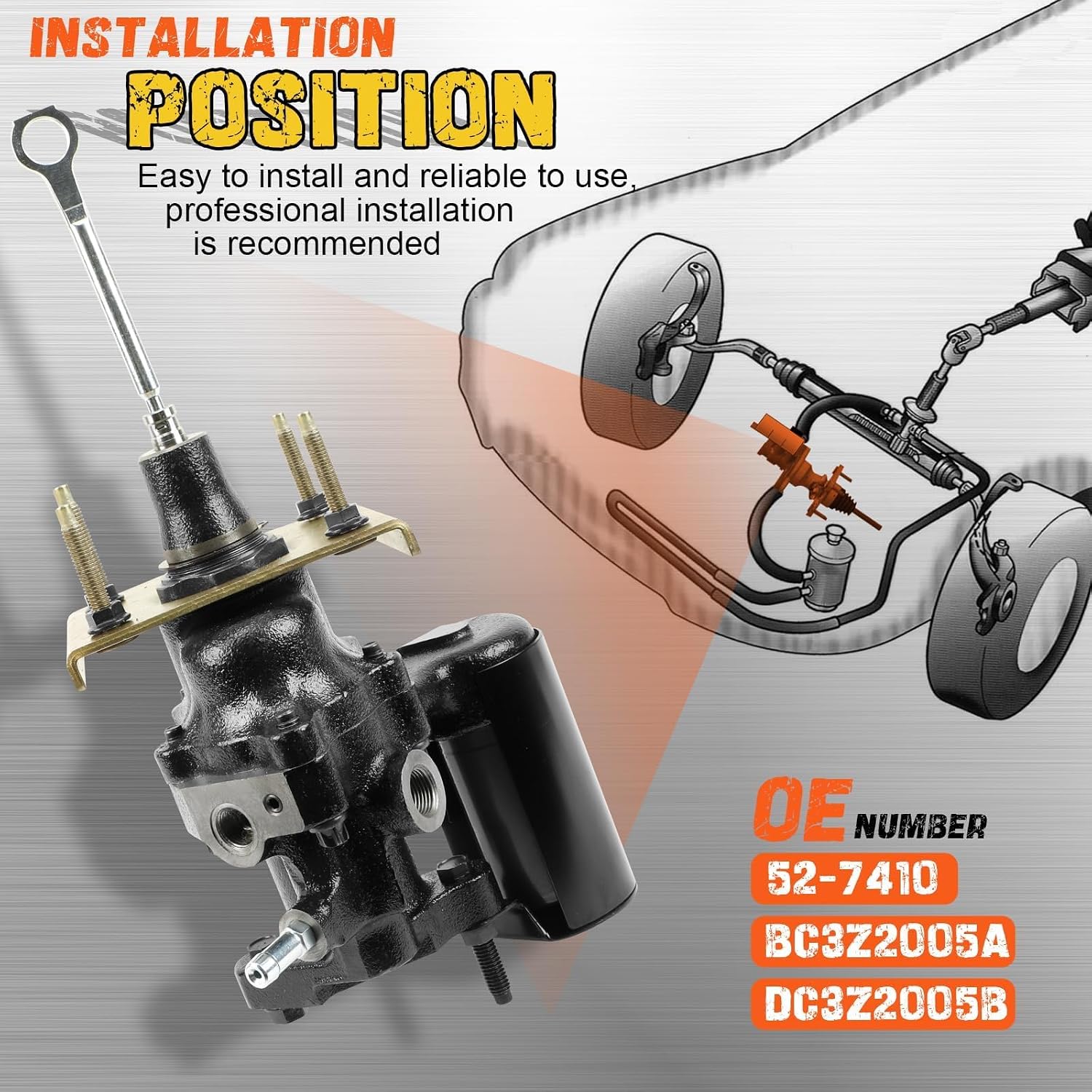 52-7410 Hydraulic Power Brake Booster Compatible with 2011-2016 Ford F-250 Super Duty/F-350 Super Duty/F-450 Super Duty/F-550 Super Duty, Replace OE BC3Z2005A, DC3Z2005B, DC3Z2005C