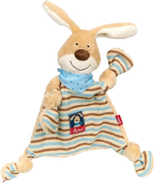 SIGIKID 47893 chusteczka dla niemowląt zając Semmel Bunny dziewczynka i chłopcy zabawka dla niemowląt od urodzenia niebieska/beżowa