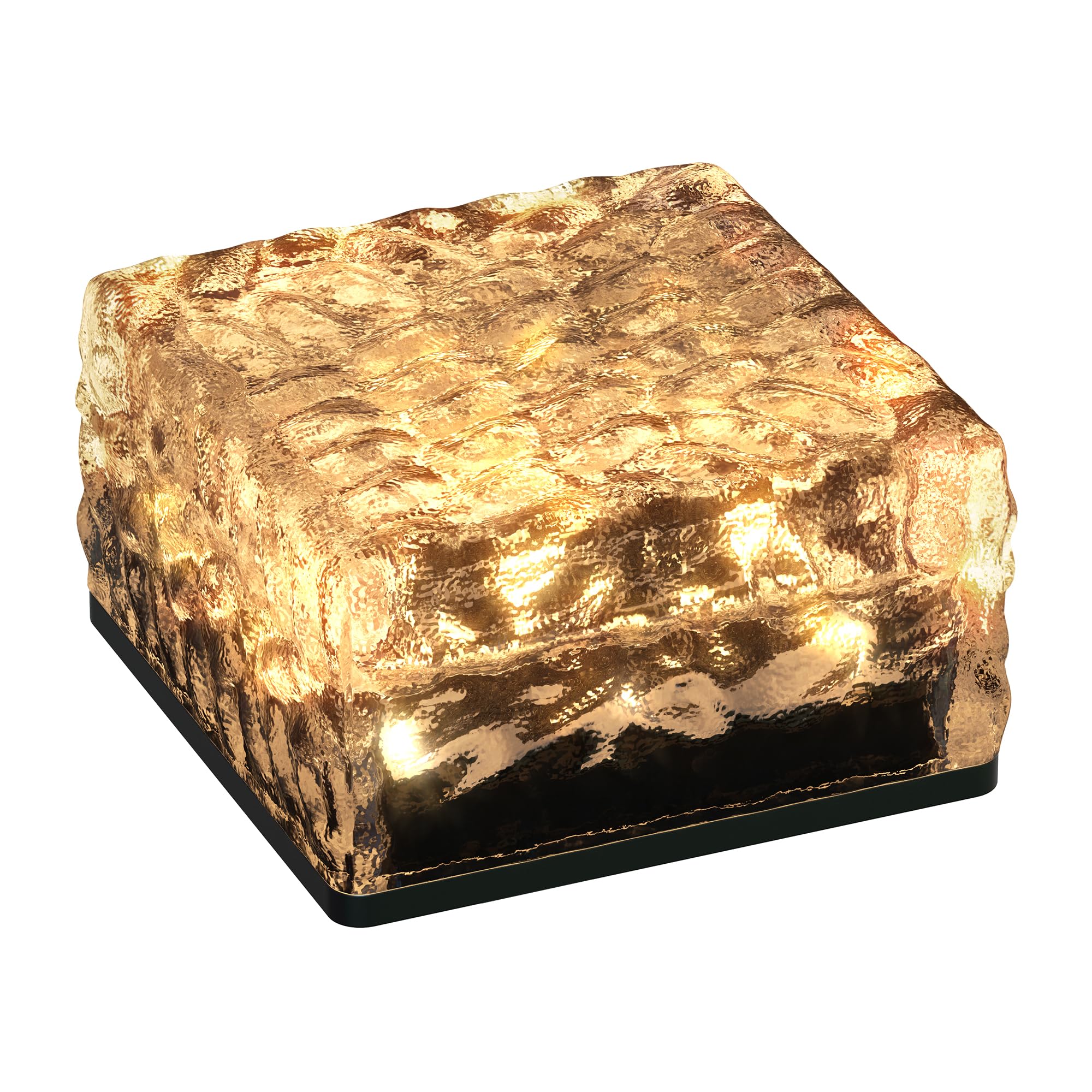 ledscom.de 10x LED Solar-Pflasterstein Bodeneinbauleuchte BROSLO für außen, IP67, Glas, eckig, 10 x 10cm, warmweiß