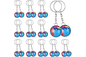 Oudain Earth Day Party Favor Keychains Bulk, Planet Earth Keyring Pendant for Kids