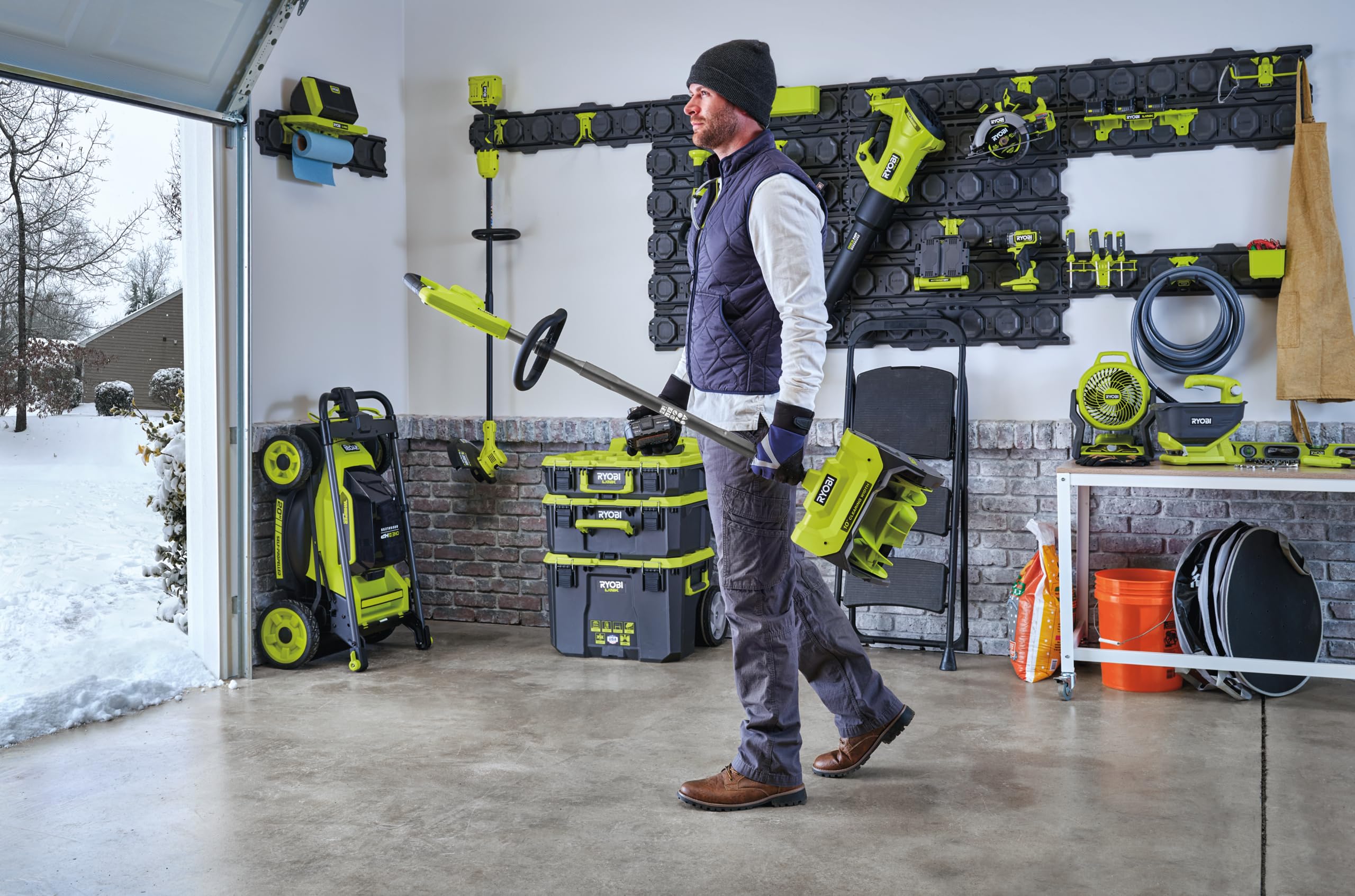 RYOBI - Fraise à Neige sans Fil 18V One+ RY18ST25A-0 – Largeur de Déblaiement 25cm, Poignée Repliable, Compacte et Légère – Neige Fraîche, Allées, Terrasse – Batterie Non Incluse