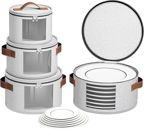 Miniatura 9 de Caja de almacenamiento para tazas de café de 2 capas con divisores, organizador de tazas de café con tapa con cremallera y asas, organizador Gris