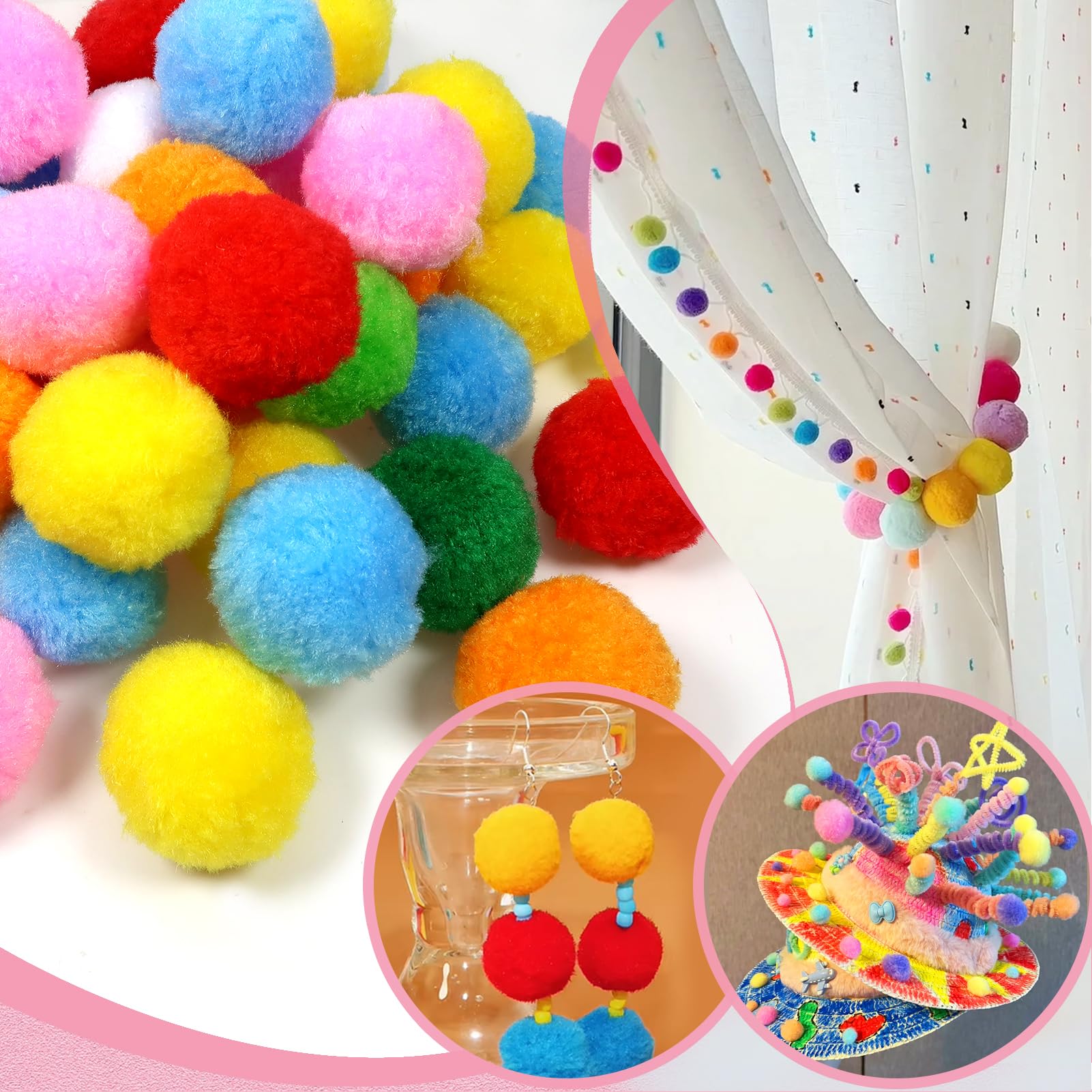 TOAOB 50 pcs Craft Pompoms Loisirs Creatifs Jaune 5 cm Gros Pompons Moelleux avec 100 pcs Yeux Mobiles pour Bricolage Fournitures Décorations Couture Guirlandes Franges Projets et Artisanat