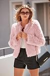 PRETTYGARDEN 2026 Manteaux de printemps Veste recadrée en fausse fourrure Poches à manches longues Shaggy Warm Vêtements de dessus Vêtements d'automne pour femme