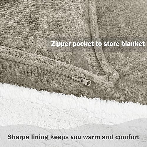 Miniatura 3 de Catalonia Manta Sherpa con mangas y brazos, manta de cuerpo súper suave y cómoda para mujeres y hombres adultos, portátil, regalo para ella