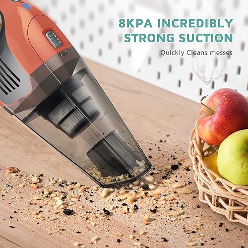 Miniatura 2 de Aspiradora de mano, potente succión, portátil, ligera, de mano, inalámbrica, con batería recargable de 25-30 minutos de largo tiempo de