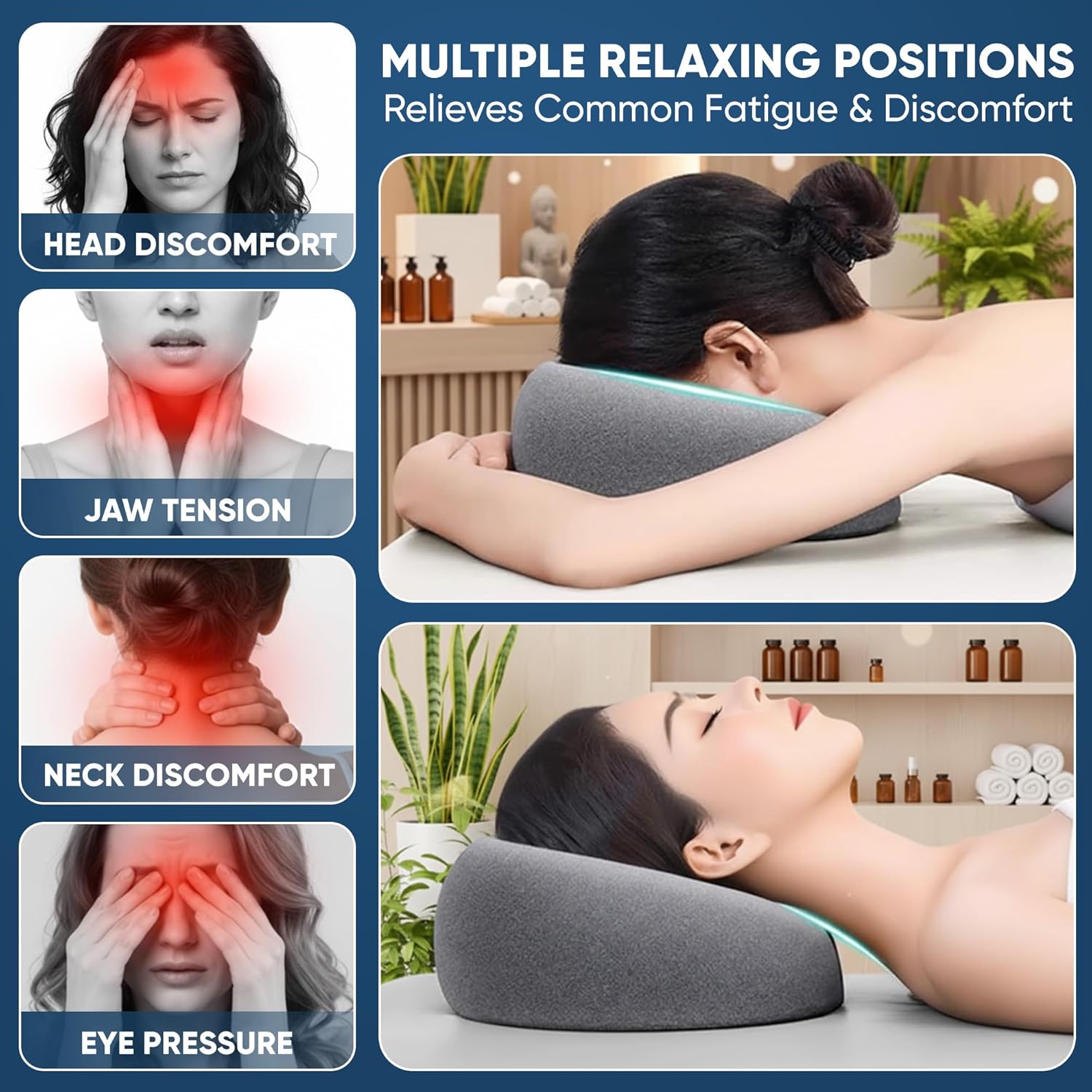 Face Down Pillow with Lavender Relaxation Patches for Massage, BBL, Spa, & Post-Surgery Recovery – Memory Foam Ergonomic Cushion, Breathable Removable Cover