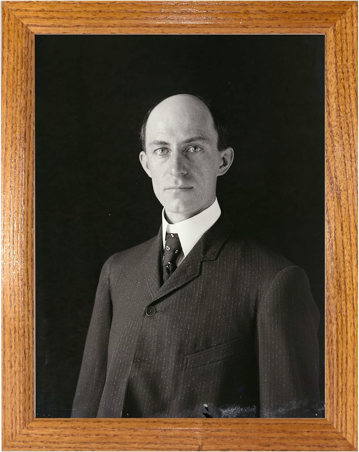 Wilbur Wright Photograph in a Honey Brown Frame - Historical Artwork from 1905 - (8" x 10") - Matte