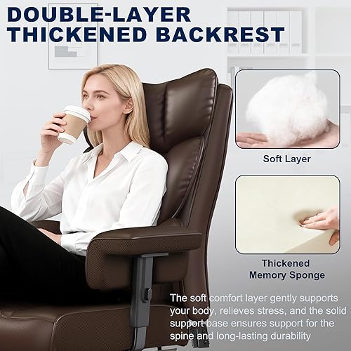 Miniatura 8 de Misolant Silla de oficina grande y alta con reposapiés, silla de escritorio ejecutiva de respaldo alto con reposabrazos de elevación ajustable,