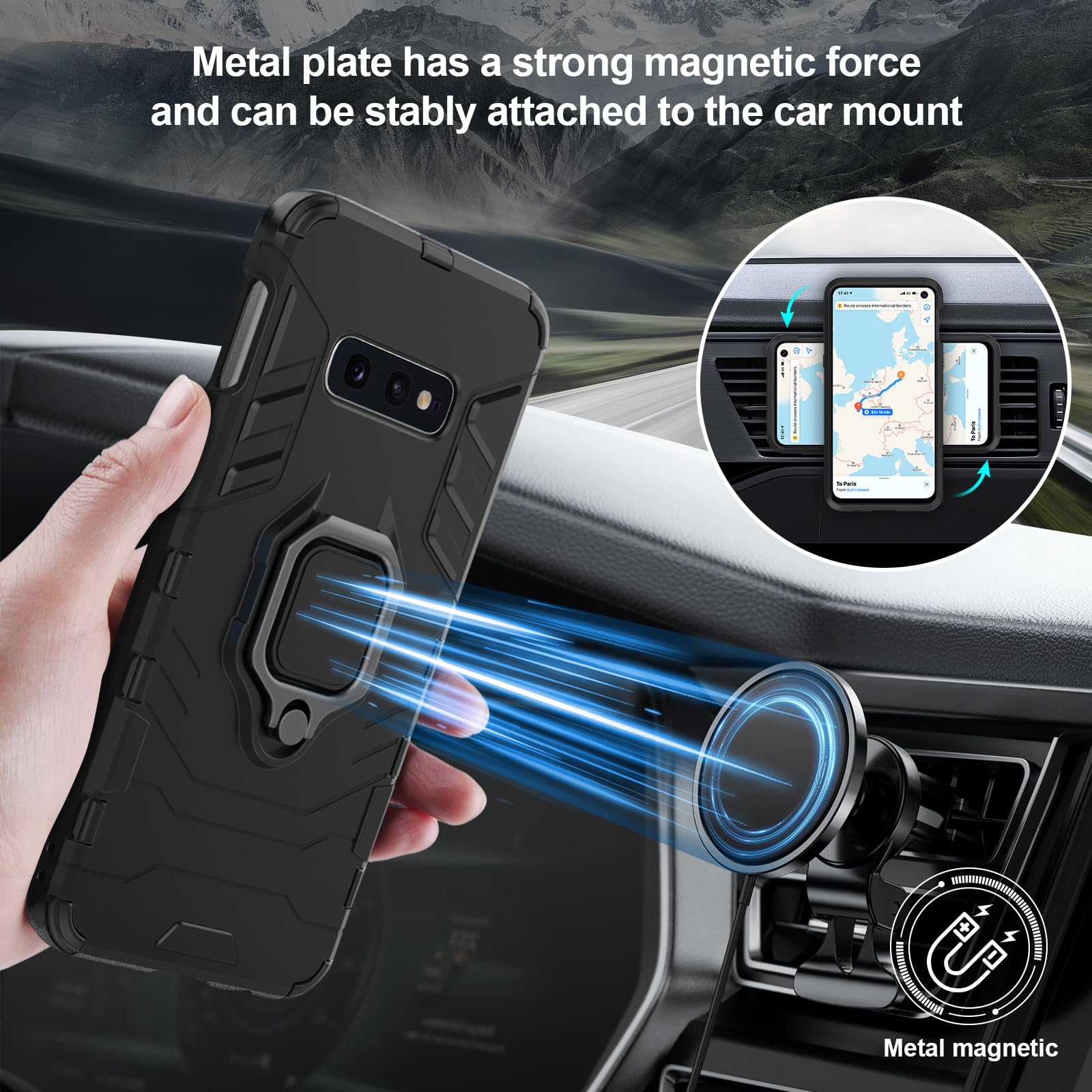 Funda para CMF Phone 2 Pro, Carcasa Antigolpes con Soporte anular metálico, Case Protectora de Grado Militar, Negro — view 320