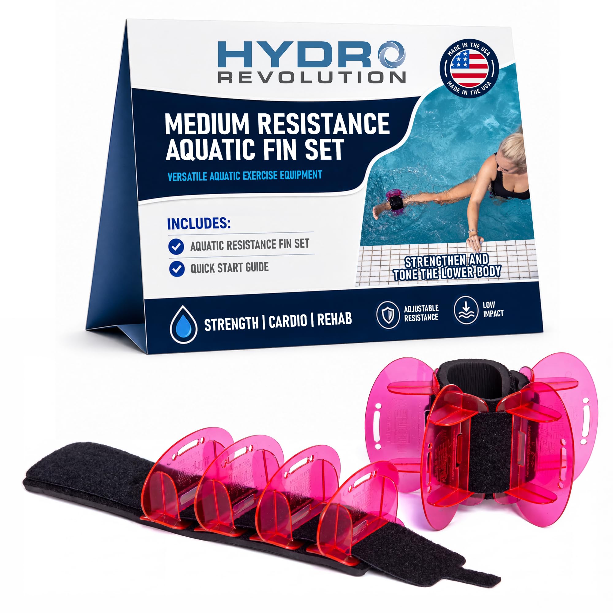 Total Body Pool Weights for Water Exercise Bundle, Polycarbonate Upper Body Bells &amp; Padded Lower Body Fins, Aqua Therapy, Pool Exercise, Water Aerobics, Color Indicate Resistance Level