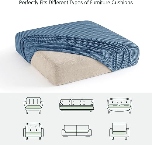 Vista 43 de CHUN YI - Funda elástica de cojín para sofá biplaza, funda de asiento de sofá con tela jacquard de elastano (mediana, color verde azulado) Verde