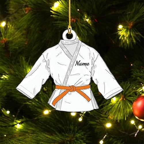 Miniatura 8 de Adornos de karate con nombre personalizado para árbol de Navidad, adorno de Navidad de plástico de madera personalizado para Navidad 2023, regalo de