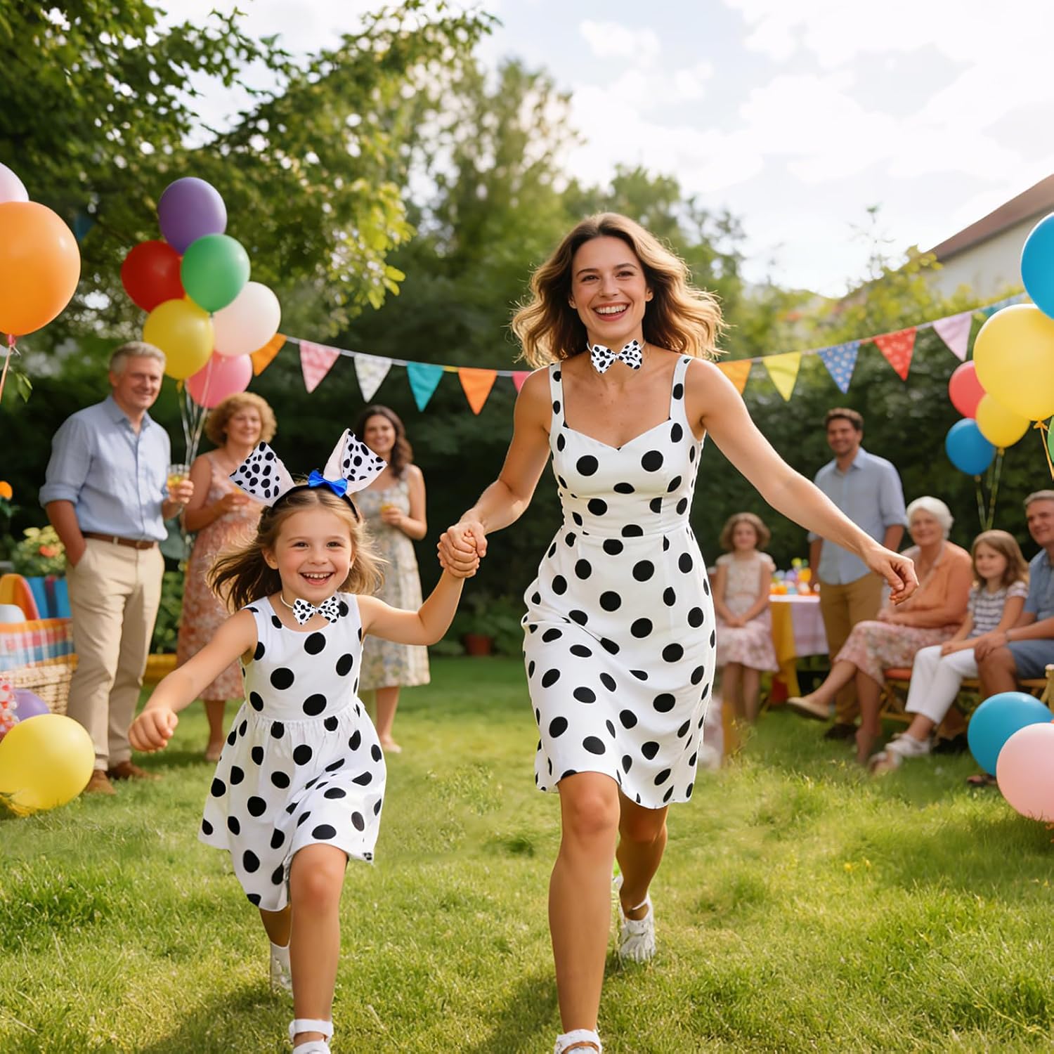 Dalmatian Costume Set for Adult Puppy Dog Ear Headband Tail and Bowtie for Halloween 100 Days of School Dress Up - Image 4